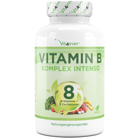 Vitamin B Komplex Intenso - Alle 8 B-Vitamine + 3 Co-Faktoren - 180 ...